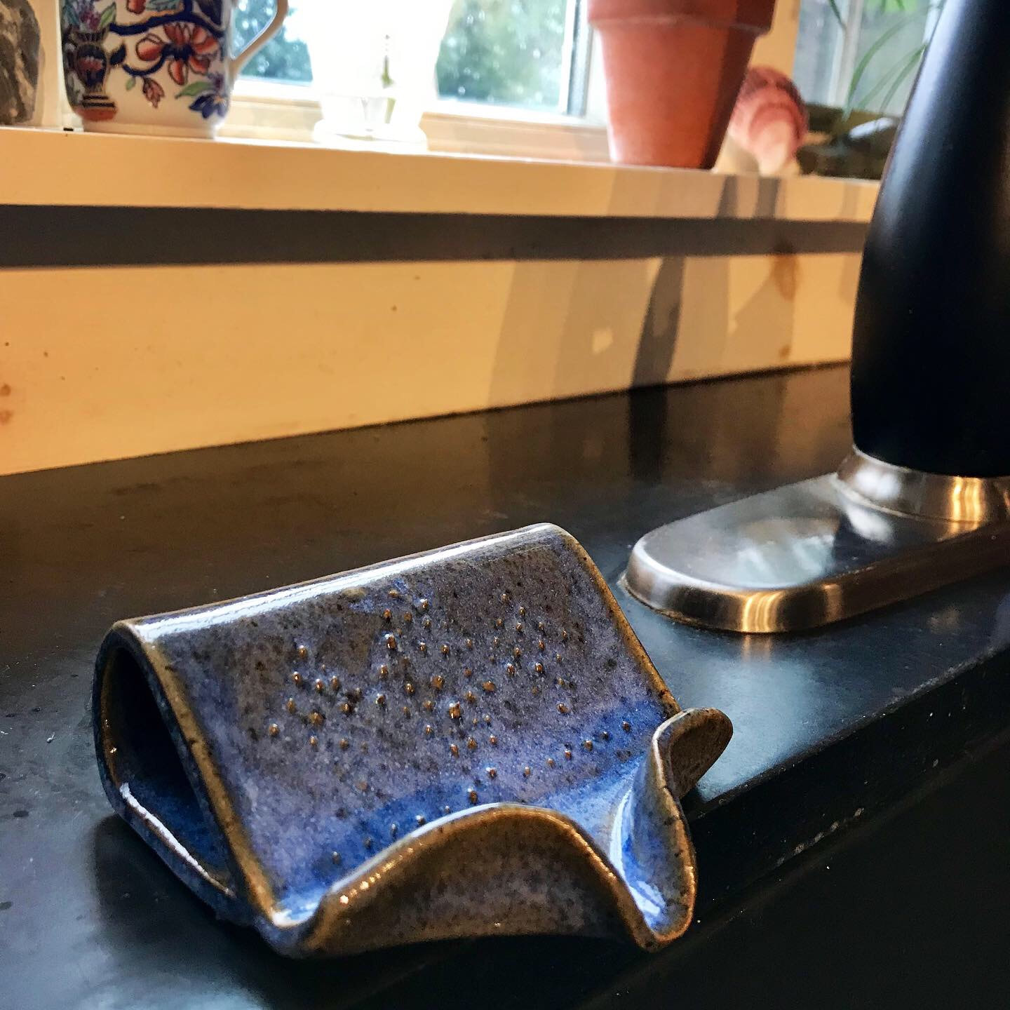 Self Draining Soap Dish - Indigo Mud - Ceramics & Pottery, Plates & Saucers  - ArtPal