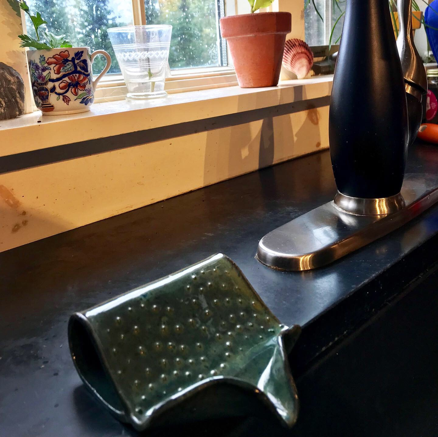 Handmade Self-draining Ceramic Soap Dish. Sink Draining Soap